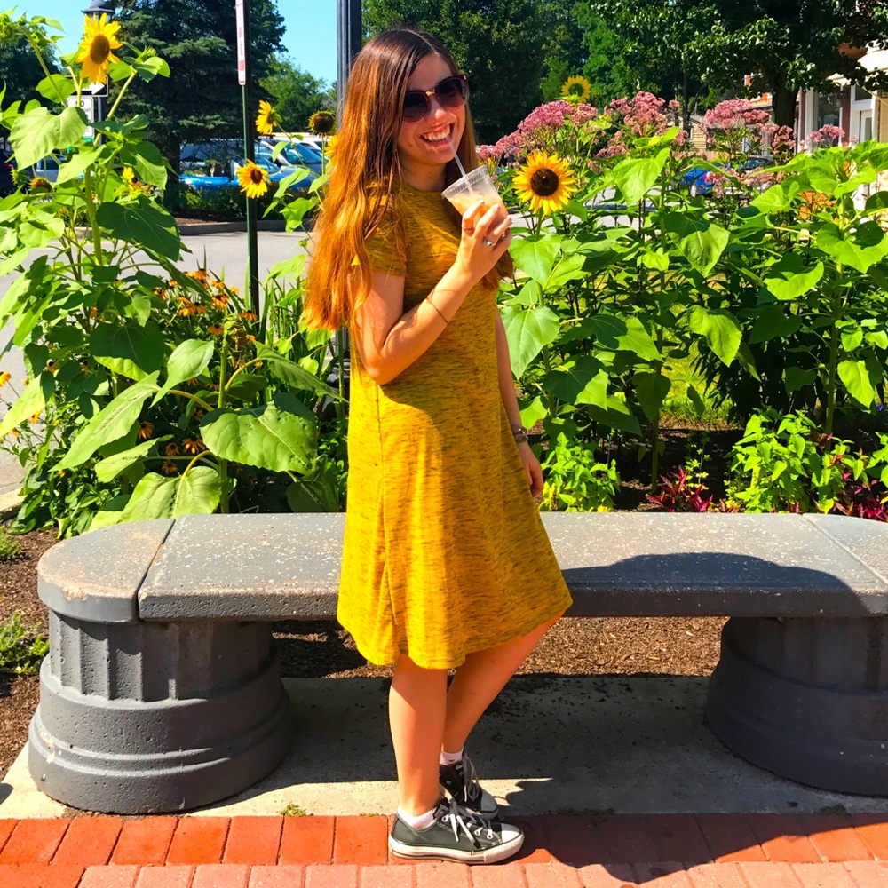 🌻 ZIP Yellow Heathered T-Shirt Dress 🌻